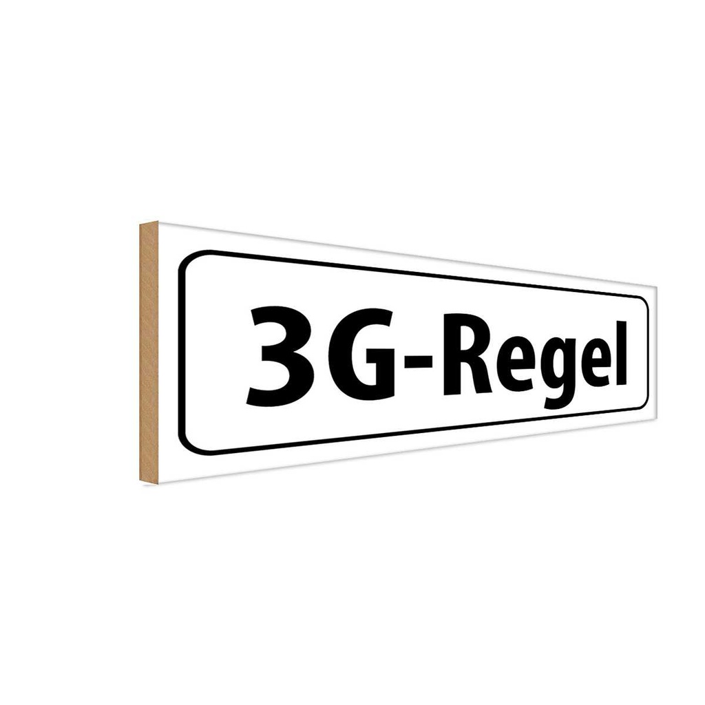 Holzschild 10x27 cm 3G-Regel Warnschild Hinweisschild