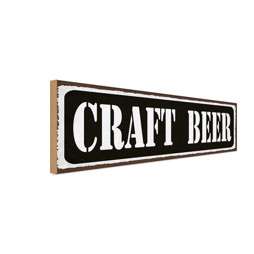 Holzschild 10x27 cm Craft Beer Bier Alkohol Essen Trinken