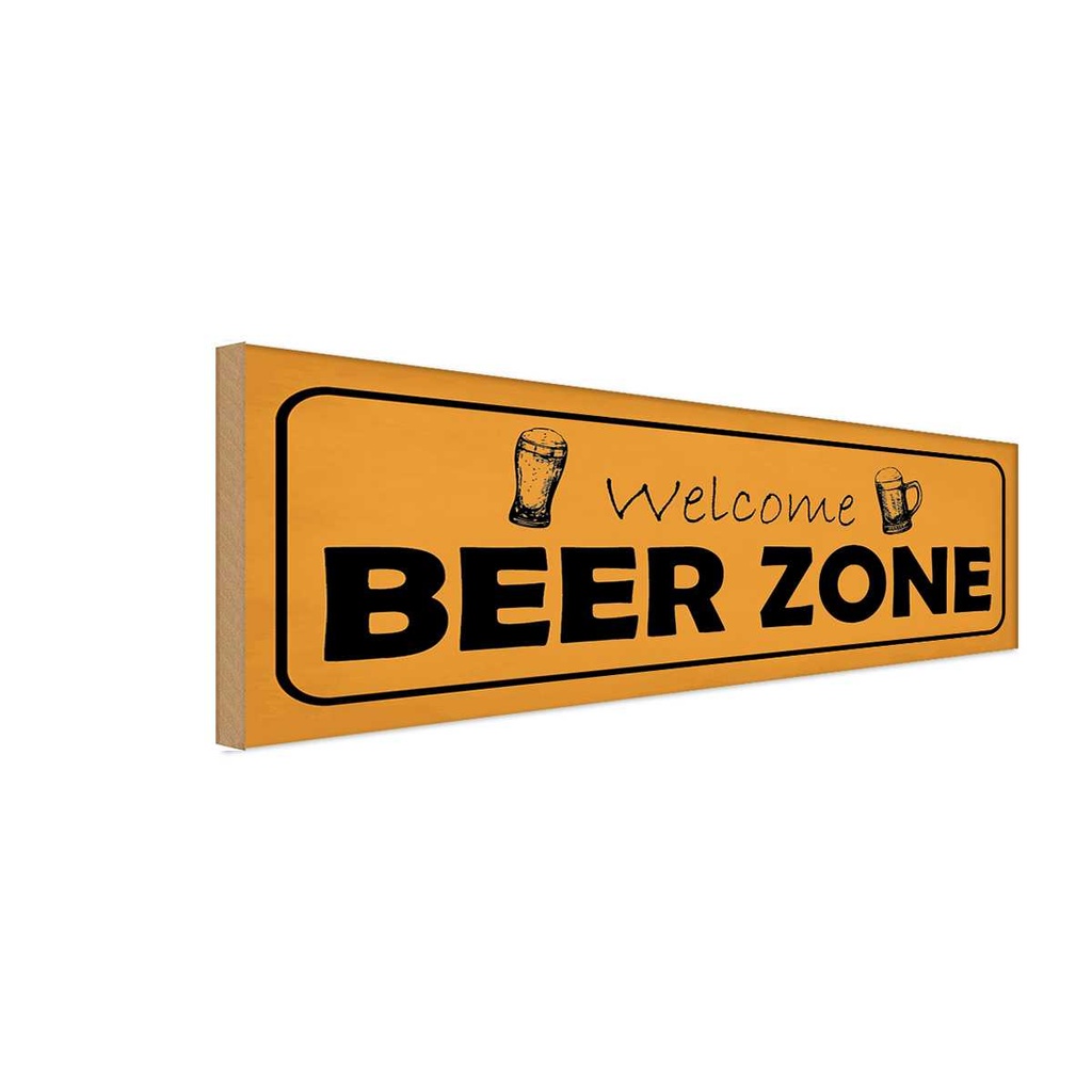 Holzschild 10x27 cm welcome Beer Zone Essen Trinken