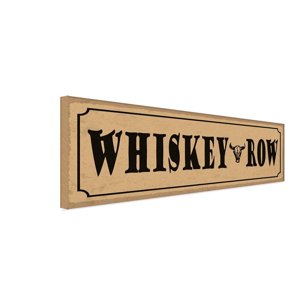 Holzschild 10x27 cm Whiskey Row Alkohol Essen Trinken