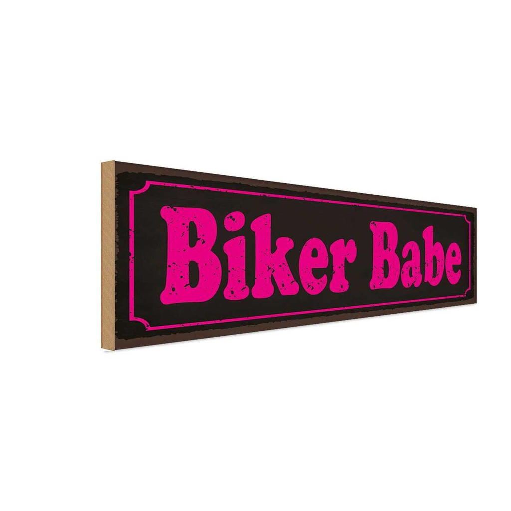 Holzschild 10x27 cm Biker Babe Sport Hobby