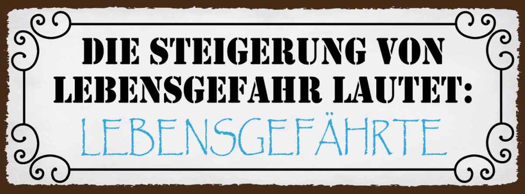 Holzschild 10x27 cm Lebensgefahr Lebensgefährte Dekoration