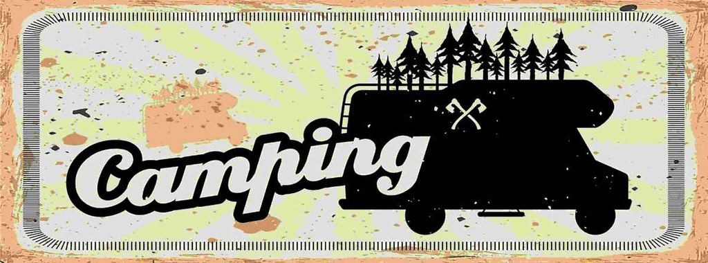 Holzschild 10x27 cm Camping Wohnmobil Outdoor