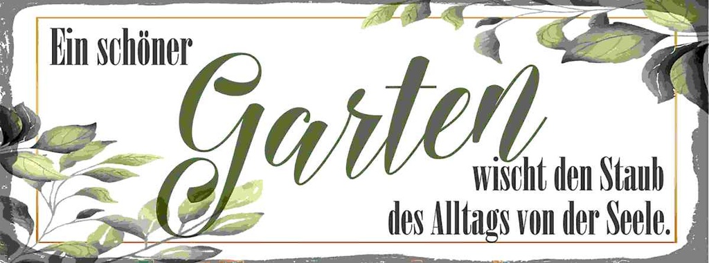 Holzschild 10x27 cm ein schöner Garten wischt den Staub Geschenk