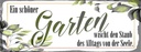 Holzschild 10x27 cm ein schöner Garten wischt den Staub Geschenk