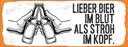 Holzschild 10x27 cm lieber Bier im Blut als Stroh Kopf Spruch Zitat