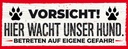 Holzschild 10x27 cm Vorsicht! Hier wacht uner Hund! Warnschild Hinweisschild