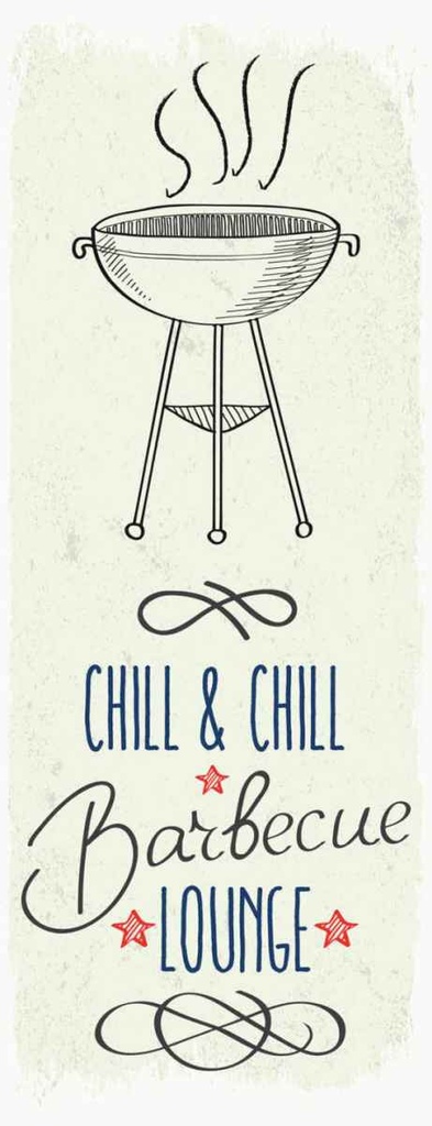 Holzschild 27x10 cm Chill & Barbecue Lounge Essen Trinken