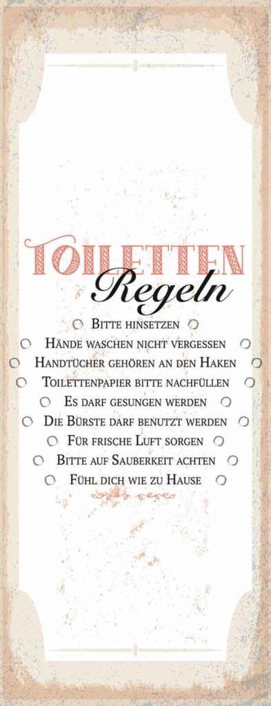 Holzschild 27x10 cm Toiletten Regeln bitte hinsetzen Warnschild Hinweisschild