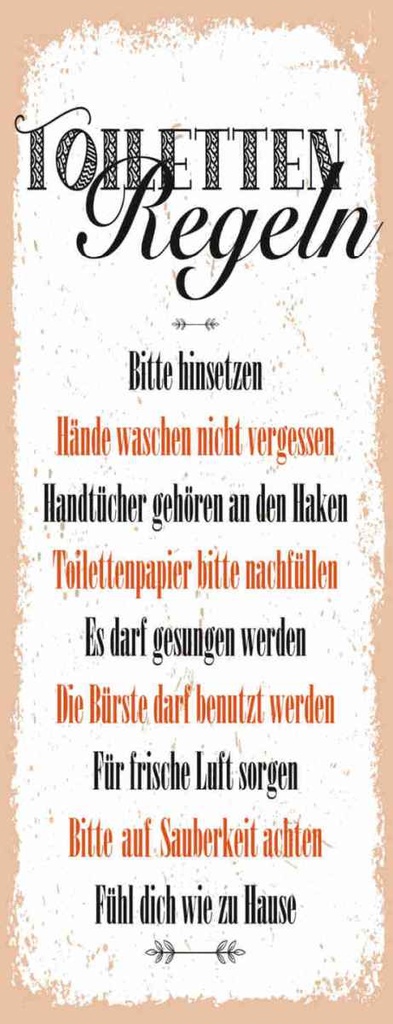 Holzschild 27x10 cm lustig Toiletten Regeln Witz Humor Spaß