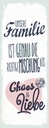 Holzschild 27x10 cm Unsere Familie Chaos Liebe Herz Freunde