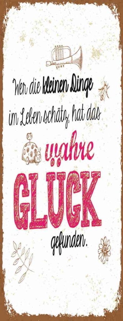 Holzschild 27x10 cm Wer kleine Dinge schätzt hat Glück Spruch Zitat