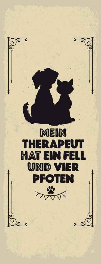 Holzschild 27x10 cm Tiere Mein Therapeut hat 4 Pfoten Tier Haustier