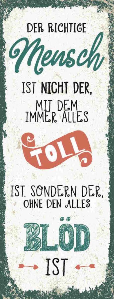 Holzschild 27x10 cm der richtige Mensch ohne alles blöd Spruch Zitat