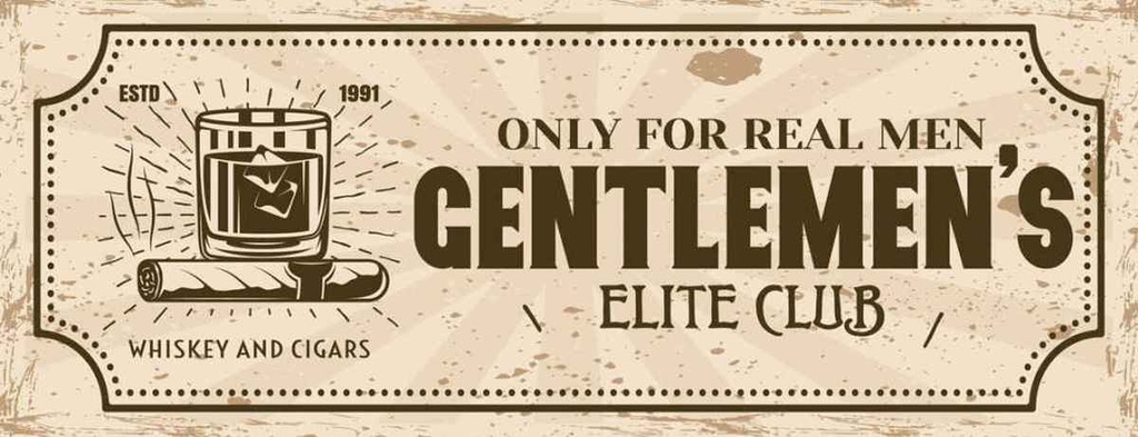 Holzschild 10x27 cm Whiskey Cigars elite club real men Essen Trinken