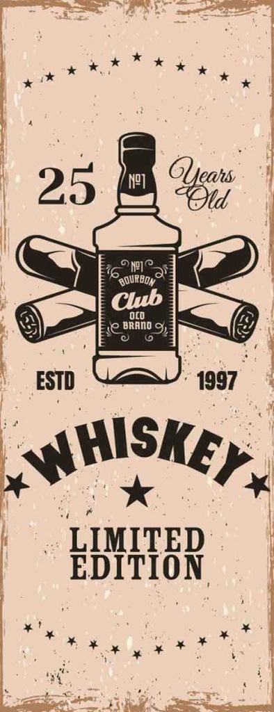 Holzschild 27x10 cm Whiskey 25 years Limited Edition Essen Trinken