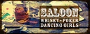 Holzschild 10x27 cm Saloon Whisky Poker Dancing girls Essen Trinken
