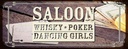 Holzschild 10x27 cm Saloon Whisky Poker Dancing Essen Trinken