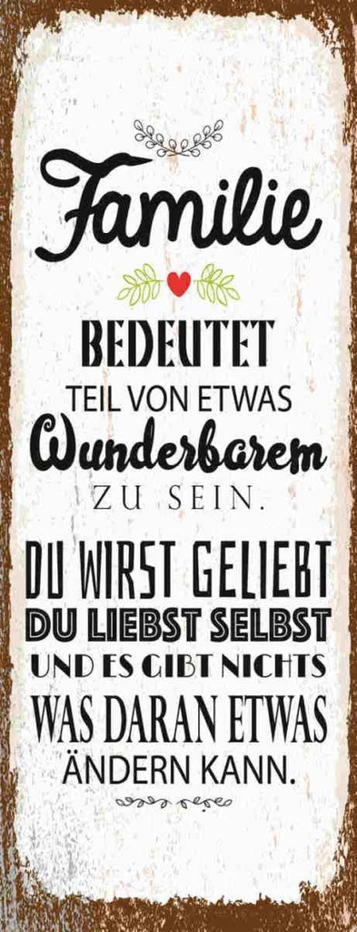Holzschild 27x10 cm Familie Teil von etwas wunderbarem Freunde