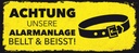 Holzschild 10x27 cm Achtung unsere Alarmanlage beisst