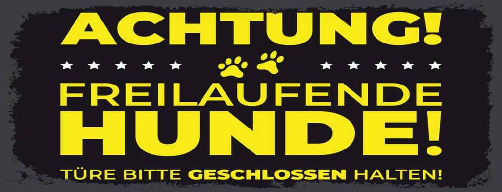 Holzschild 10x27 cm Achtung freilaufende Hunde Warnschild Hinweisschild