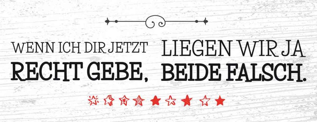 Holzschild 10x27 cm Wenn dir Recht gebe beide falsch Spruch Zitat