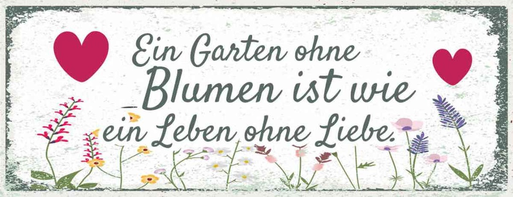 Holzschild 10x27 cm Garten ohne Blumen Leben Liebe Spruch Zitat