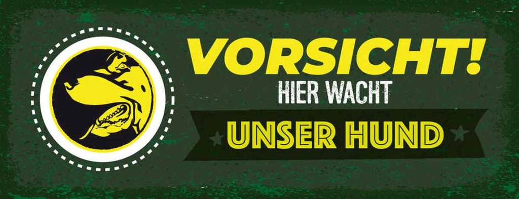 Holzschild 10x27 cm Vorsicht hier wacht unser Hund Tier Haustier