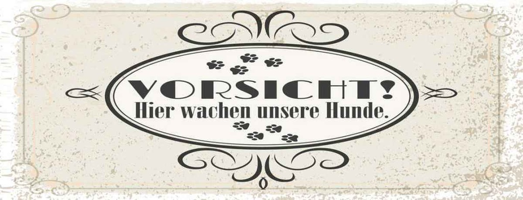 Holzschild 10x27 cm Vorsicht Hier wachen unsere Hunde Warnschild Hinweisschild
