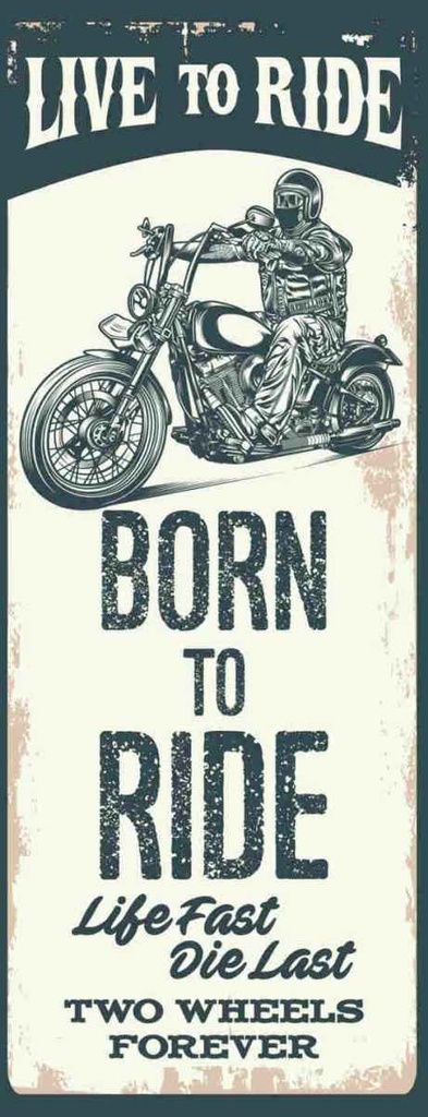 Holzschild 27x10 cm Biker Motorrad born to ride Sport Hobby
