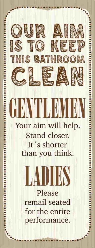 Holzschild 27x10 cm Keep this bathroom clean Warnschild Hinweisschild