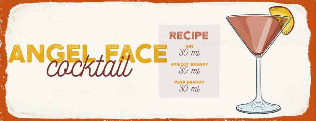 Holzschild 10x27 cm Angel Face Cocktail Recipe Essen Trinken