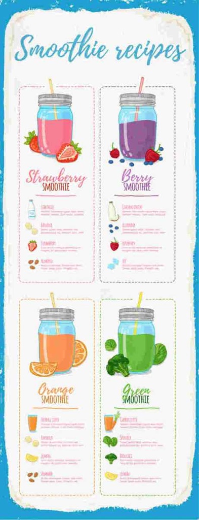 Holzschild 27x10 cm Smoothie Recipe Berry Orange Essen Trinken