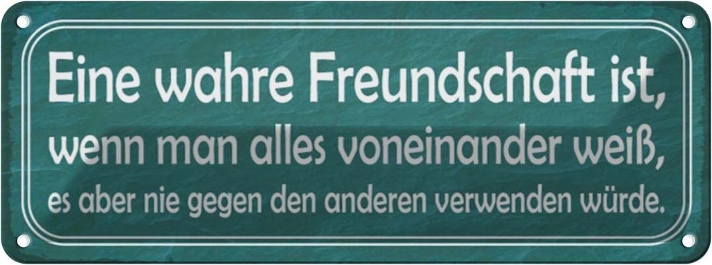 Blechschild 10x27 cm wahre Freundschaft ist wenn man Spruch Zitat