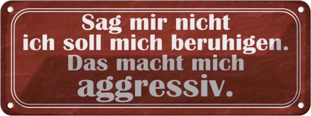 Blechschild 10x27 cm sag nicht soll mich beruhigen Dekoration Spruch Zitat
