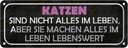 Blechschild 10x27 cm Katzen nicht alles im Leben aber Tier Haustier Katze