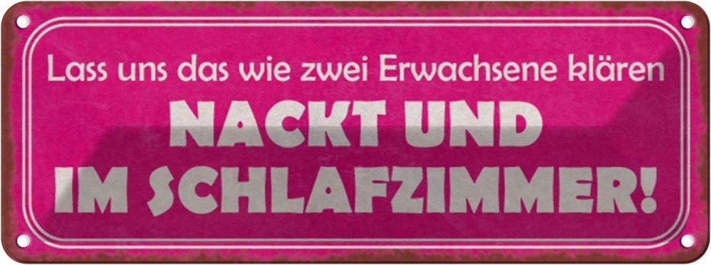 Blechschild 10x27 cm Zwei nackt und im Schlafzimmer Dekoration