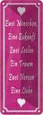Blechschild 27x10 cm Zwei Menschen Herzen eine Liebe Spruch Zitat