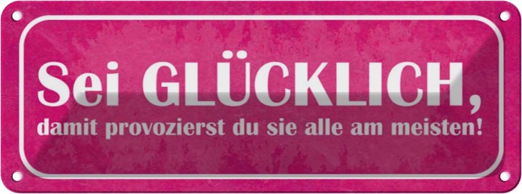 Blechschild 10x27 cm sei glücklich damit provozierst Spruch Zitat