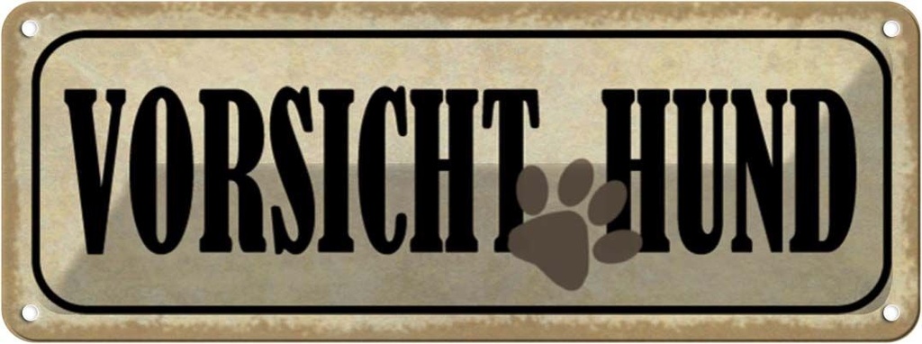 Blechschild 10x27 cm Vorsicht Hund Tier Haustier