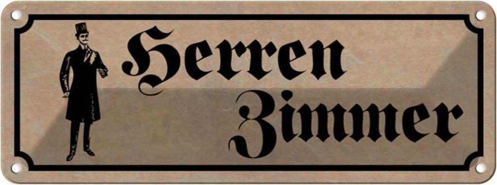 Blechschild 10x27 cm Herren Zimmer Toilette Geschenk Spruch Zitat