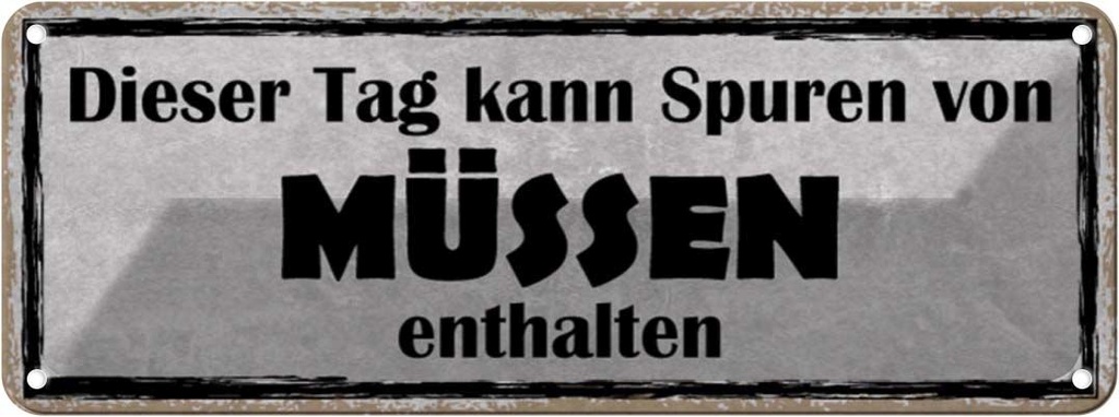 Blechschild 10x27 cm dieser Tag kann Spuren Müssen Dekoration Spruch Zitat