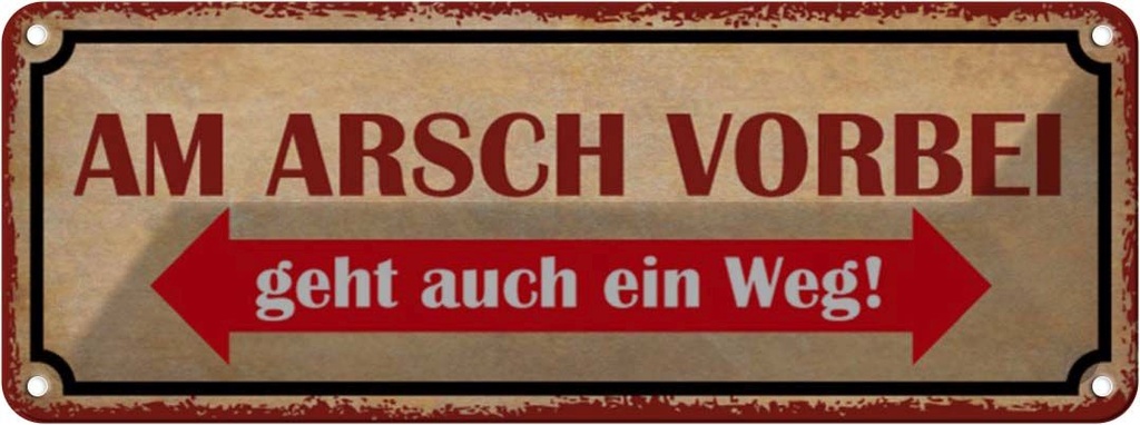 Blechschild 10x27 cm am Arsch vorbei geht auch Weg Dekoration Spruch Zitat
