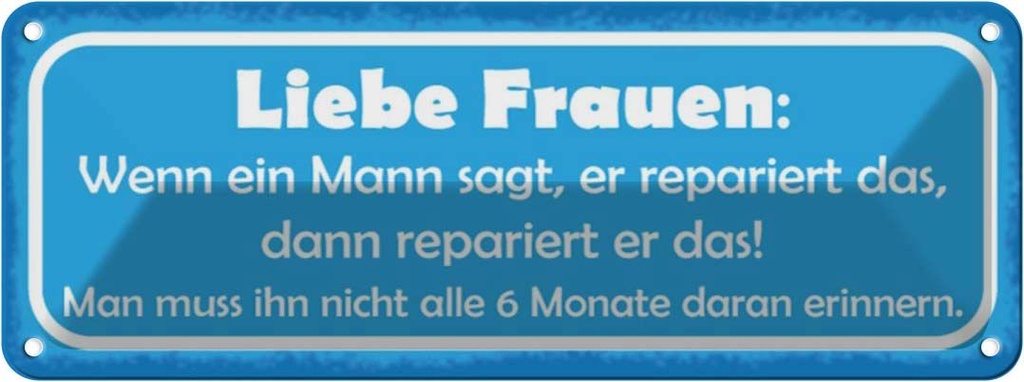 Blechschild 10x27 cm Liebe Frauen wenn Mann sagt dann Spruch Zitat