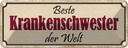 Blechschild 10x27 cm beste Krankenschwester der Welt Spruch Zitat