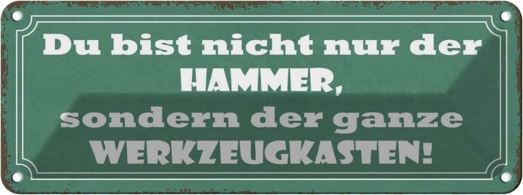 Blechschild 10x27 cm du Bist nicht nur der Hammer Dekoration Spruch Zitat