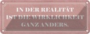 Blechschild 10x27 cm Realität Wirklichkeit anders Dekoration Spruch Zitat