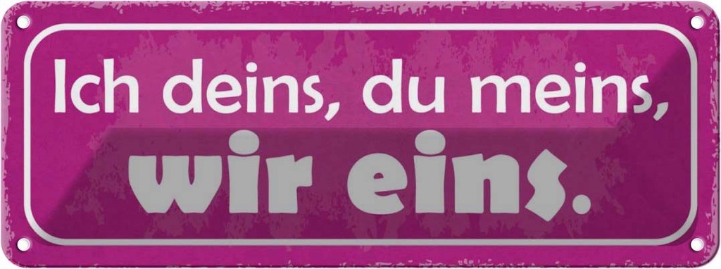 Blechschild 10x27 cm ich deins du meins wir eins Dekoration Spruch Zitat