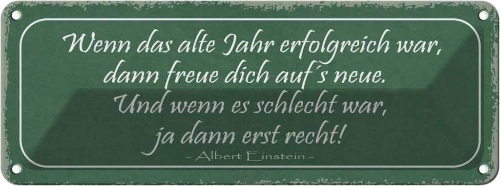 Blechschild 10x27 cm wenn das alte Jahr erfolgreich Dekoration Spruch Zitat