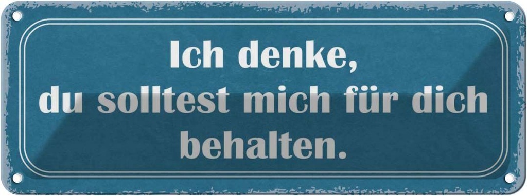 Blechschild 10x27 cm ich denke du solltest mich für Dekoration Spruch Zitat